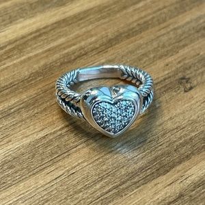 David Yurman size 7 Heart Ring Double Band Cross